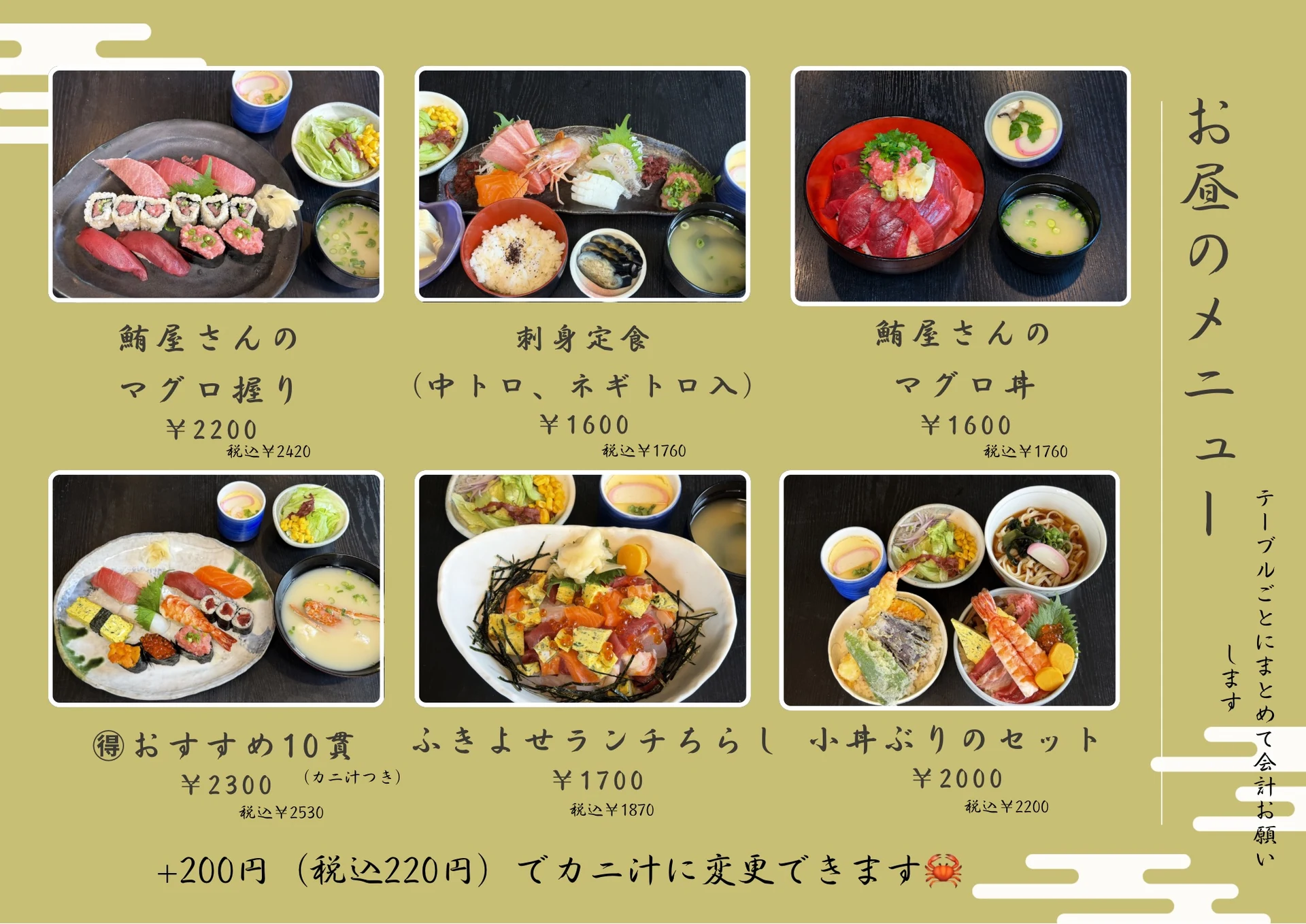 お昼のメニュー 1