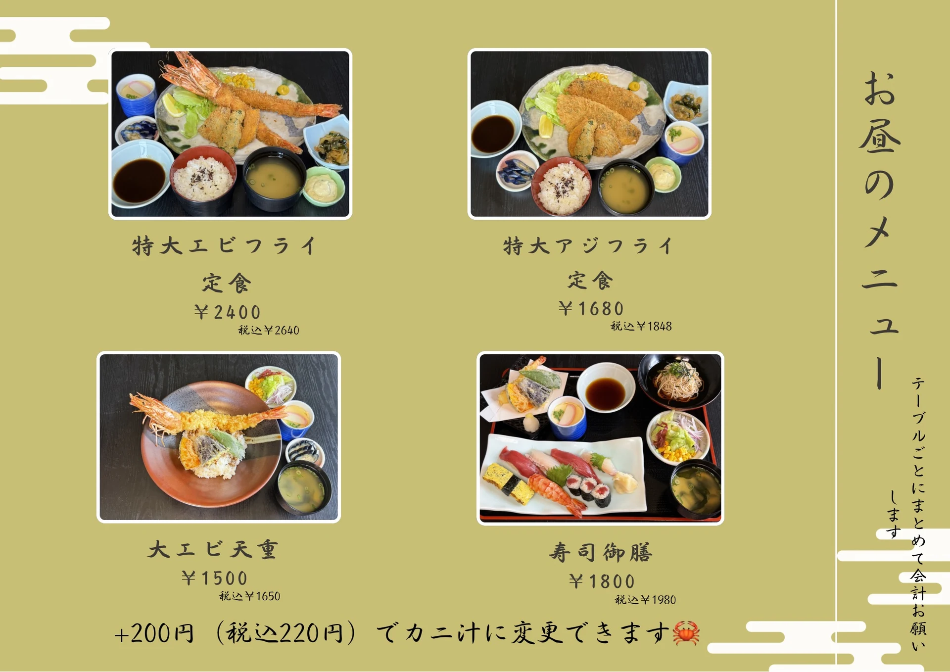 お昼のメニュー 2